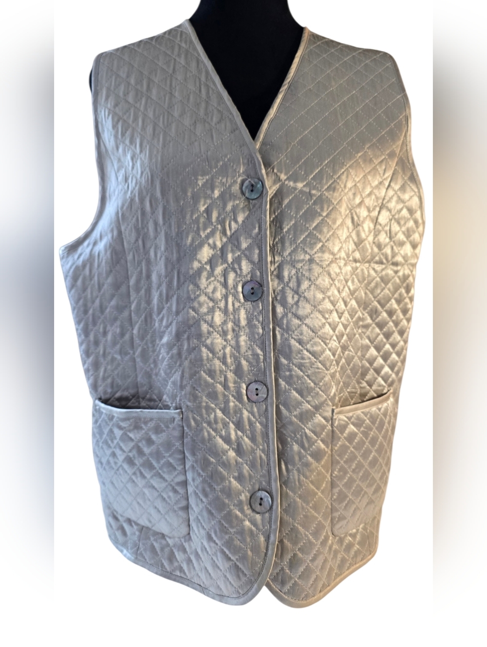 Jones & Co Taupe Quilted Vest Medium